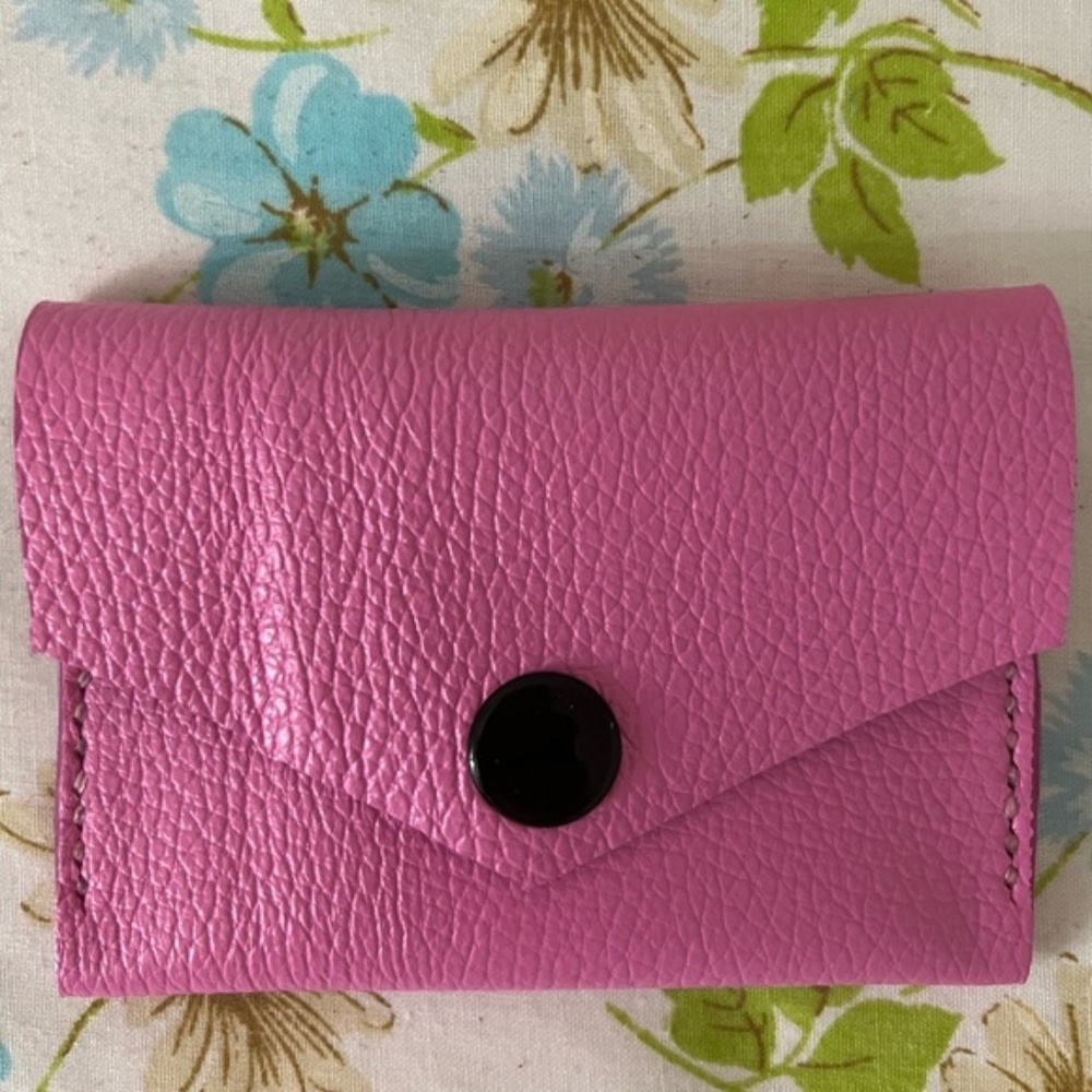 Handmade Orange Leather Wallet Card Holder